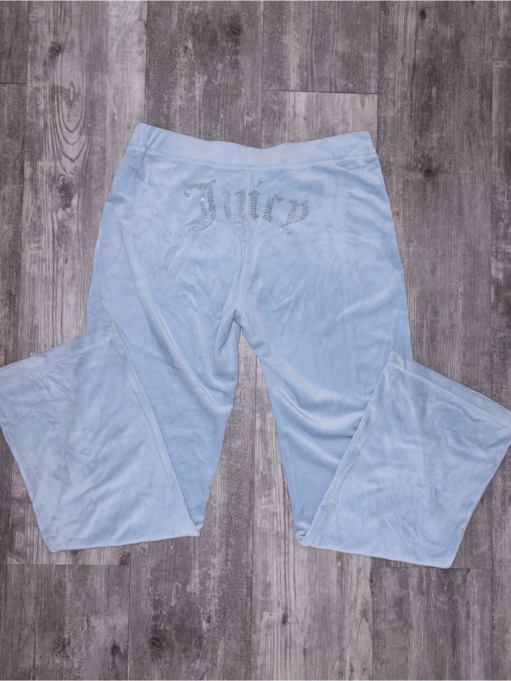 juicy couture light blue velour rhinestone pants
